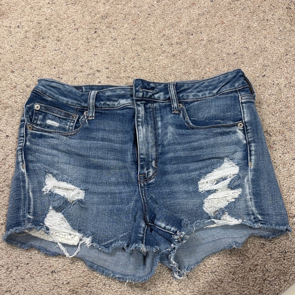 American Eagle Outfitters Blue Distressed Jean Shorts